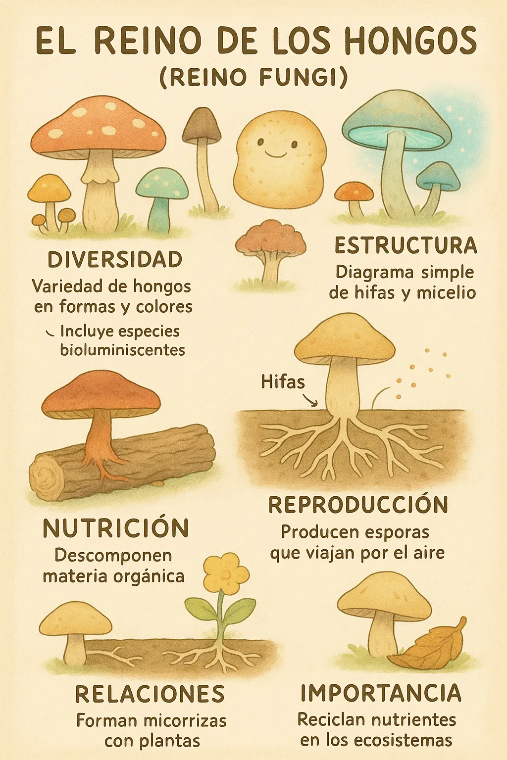 Reino de los hongos: diversidad, estructura y funciones ecológicas.
