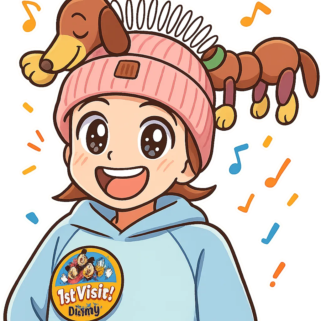 Niño sonriente con gorro y mascota divertida.